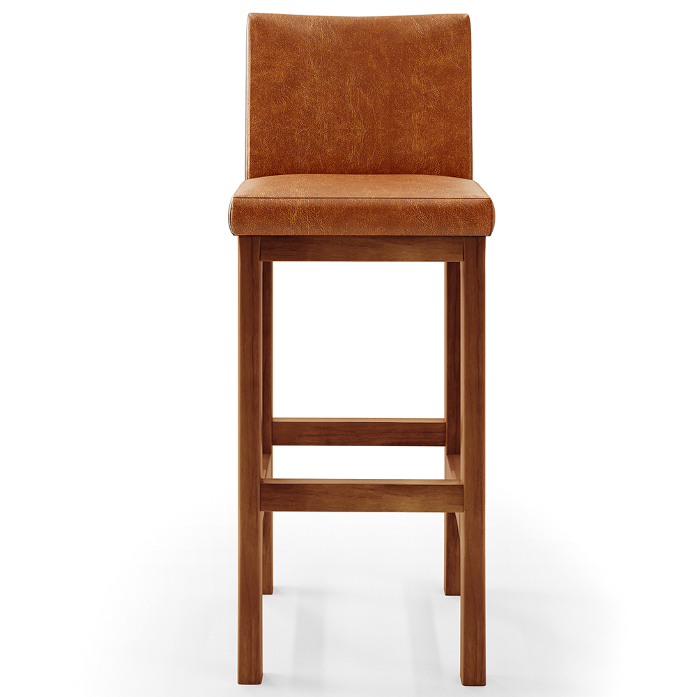 Kit 02 Banquetas Altas Para Cozinha Sala De Jantar Fixa Alya L02 Couríssimo Camel - Lyam Decor