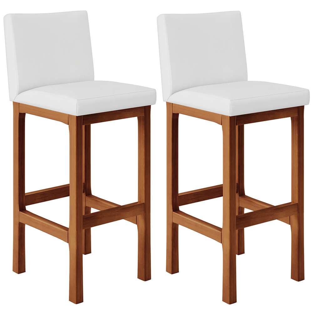 Kit 02 Banquetas Altas Para Cozinha Sala De Jantar Fixa Alya L02 Facto Branco - Lyam Decor