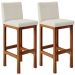 Kit 02 Banquetas Altas Para Cozinha Sala De Jantar Fixa Alya L02 Linho Champagne - Lyam Decor