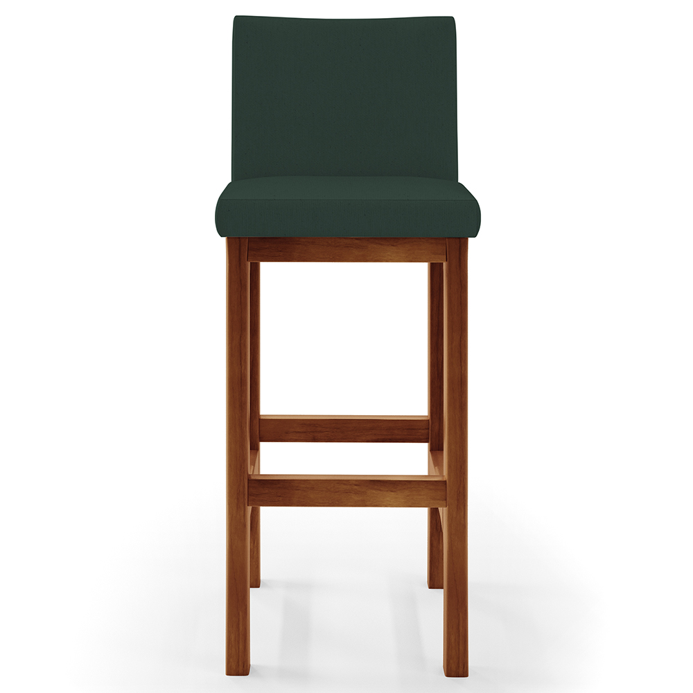 Kit 02 Banquetas Altas Para Cozinha Sala De Jantar Fixa Alya L02 Linho Verde Musgo - Lyam Decor