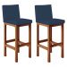 Kit 02 Banquetas Altas Para Cozinha Sala De Jantar Fixa Alya L02 Suede Azul Marinho - Lyam Decor