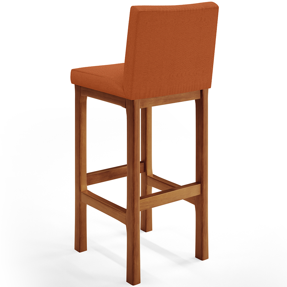Kit 02 Banquetas Altas Para Cozinha Sala De Jantar Fixa Alya L02 Tecido Terracota - Lyam Decor