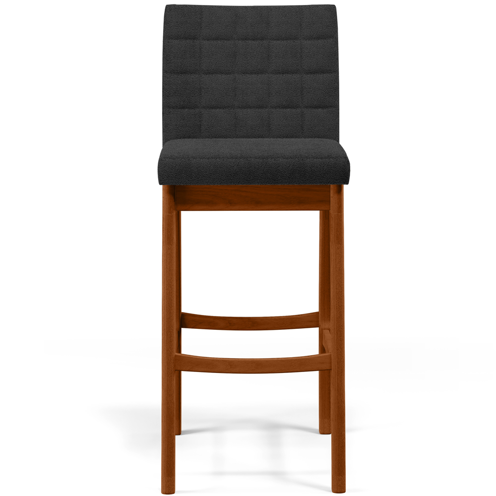 Kit 02 Banquetas Altas Para Cozinha Sala De Jantar Fixa Mila L02 Bouclê Preto - Lyam Decor