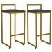 Kit 02 Banquetas Altas Para Cozinha Sala De Jantar Hanna L02 Dourado Linho Chumbo - Lyam Decor