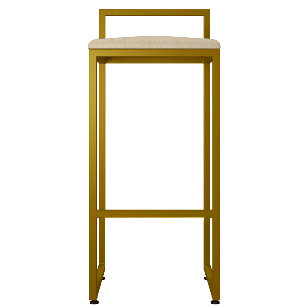 Kit 02 Banquetas Altas Para Cozinha Sala De Jantar Hanna L02 Dourado Suede Bege - Lyam Decor