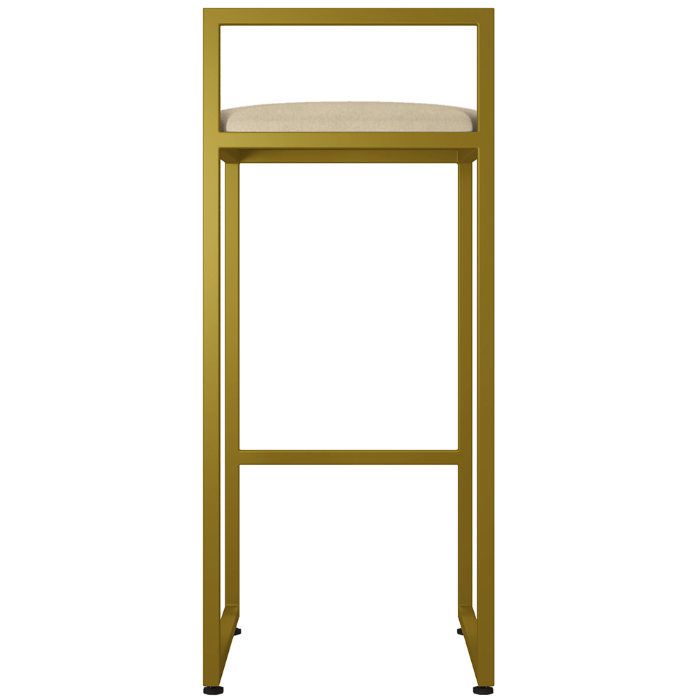 Kit 02 Banquetas Altas Para Cozinha Sala De Jantar Hanna L02 Dourado Suede Bege - Lyam Decor
