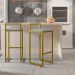 Kit 02 Banquetas Altas Para Cozinha Sala De Jantar Hanna L02 Dourado Suede Cinza - Lyam Decor