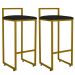 Kit 02 Banquetas Altas Para Cozinha Sala De Jantar Hanna L02 Dourado Suede Preto - Lyam Decor