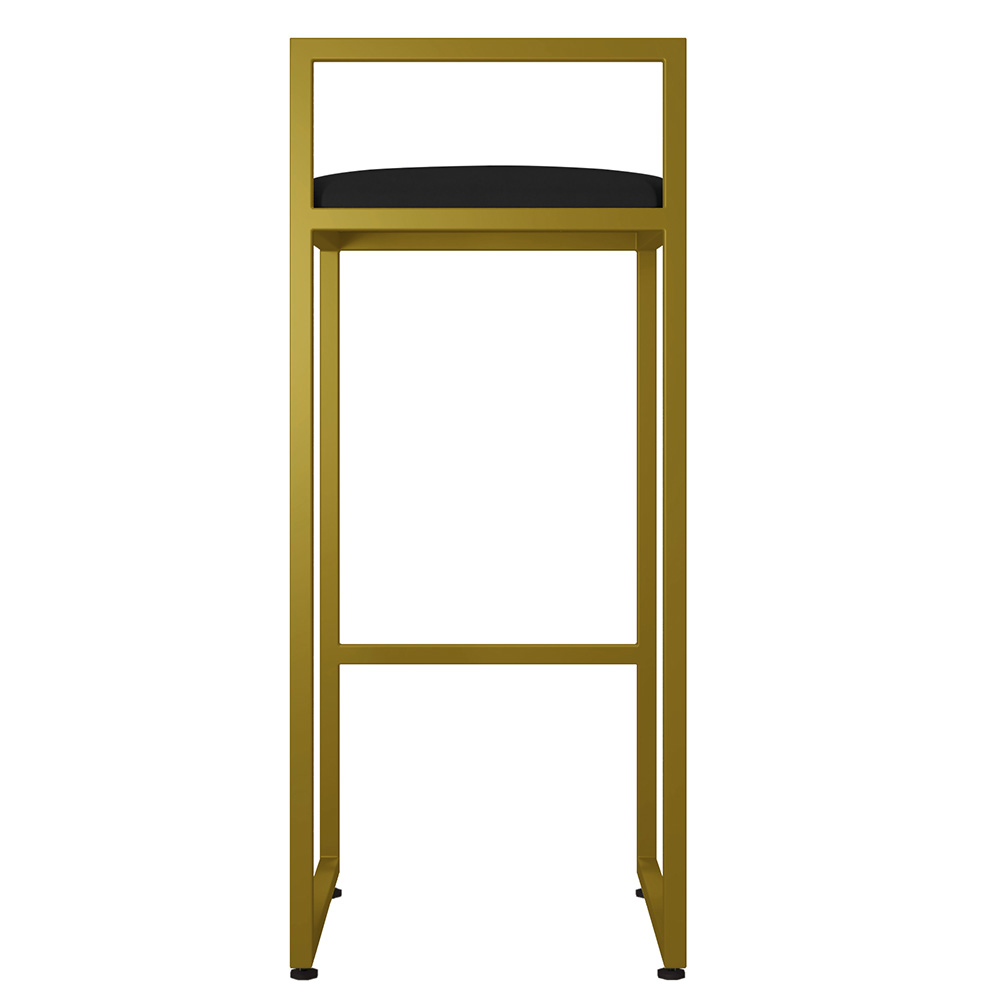 Kit 02 Banquetas Altas Para Cozinha Sala De Jantar Hanna L02 Dourado Suede Preto - Lyam Decor