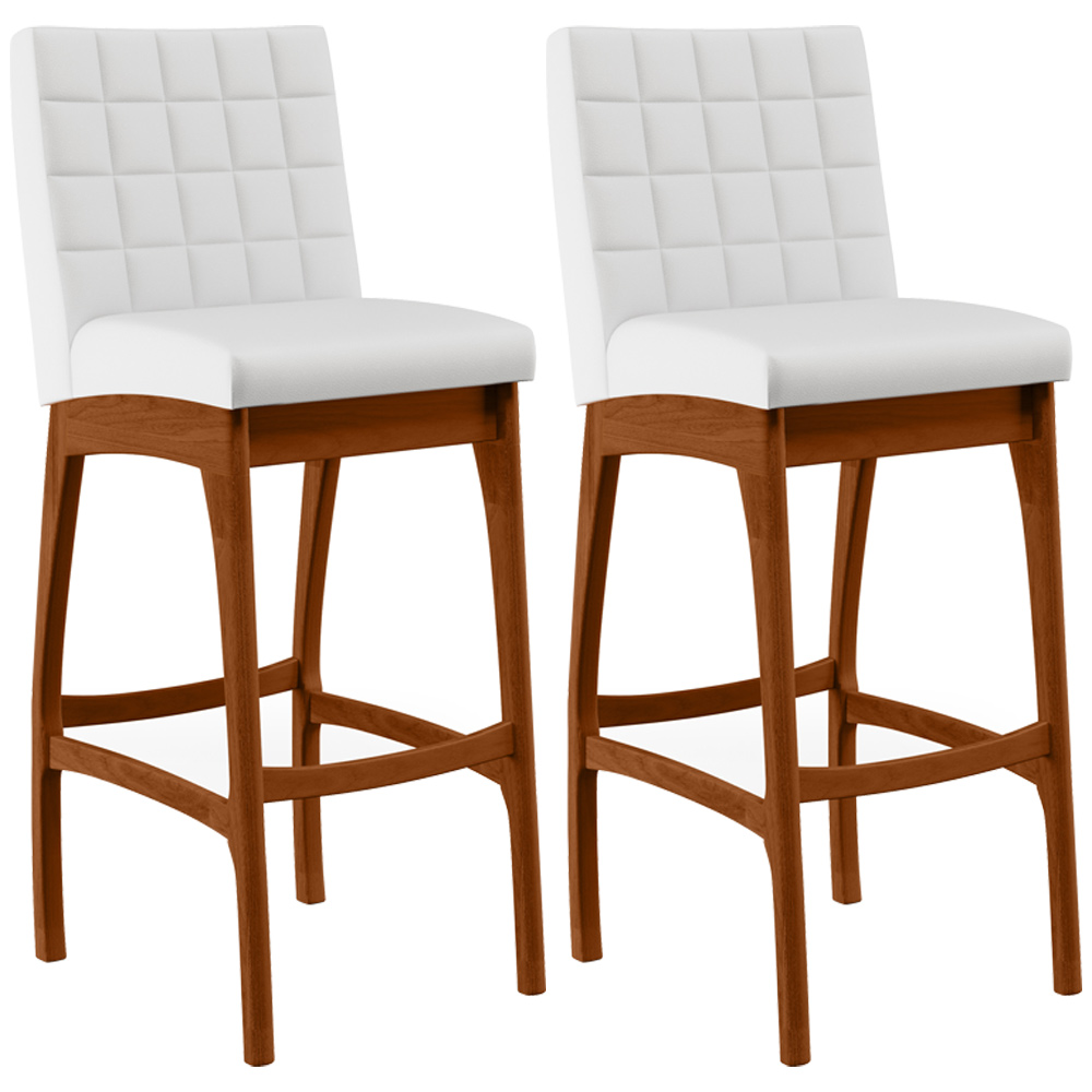 Kit 02 Banquetas Altas Para Cozinha Sala de Jantar Fixa Mila B04 Facto Branco Fosco - Lyam Decor