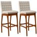 Kit 02 Banquetas Altas Para Cozinha Sala de Jantar Fixa Mila B04 Linho Cru - Lyam Decor