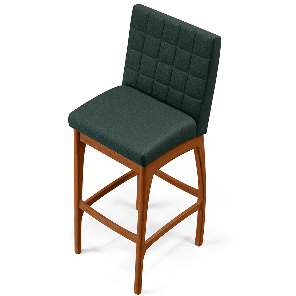 Kit 02 Banquetas Altas Para Cozinha Sala de Jantar Fixa Mila B04 Linho Verde Musgo - Lyam Decor