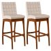 Kit 02 Banquetas Altas Para Cozinha Sala de Jantar Fixa Mila B04 Suede Bege - Lyam Decor