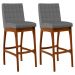 Kit 02 Banquetas Altas Para Cozinha Sala de Jantar Fixa Mila B04 Suede Cinza - Lyam Decor