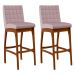 Kit 02 Banquetas Altas Para Cozinha Sala de Jantar Fixa Mila B04 Suede Rosê - Lyam Decor