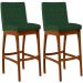 Kit 02 Banquetas Altas Para Cozinha Sala de Jantar Fixa Mila B04 Suede Verde Musgo - Lyam Decor