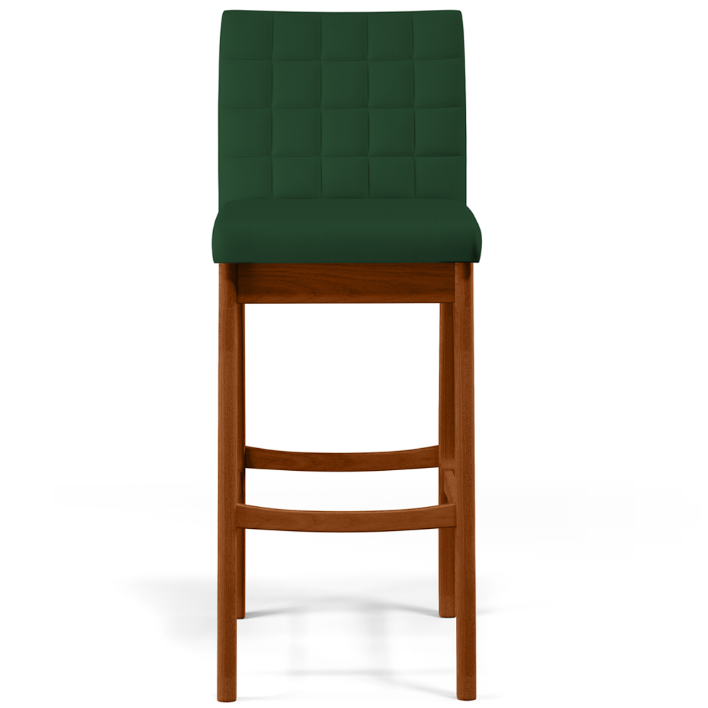 Kit 02 Banquetas Altas Para Cozinha Sala de Jantar Fixa Mila B04 Suede Verde Musgo - Lyam Decor