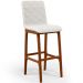 Kit 02 Banquetas Altas Para Cozinha Sala de Jantar Fixa Zoe B04 Bouclê Cru - Lyam Decor