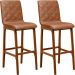 Kit 02 Banquetas Altas Para Cozinha Sala de Jantar Fixa Zoe B04 Couríssimo Camel - Lyam Decor