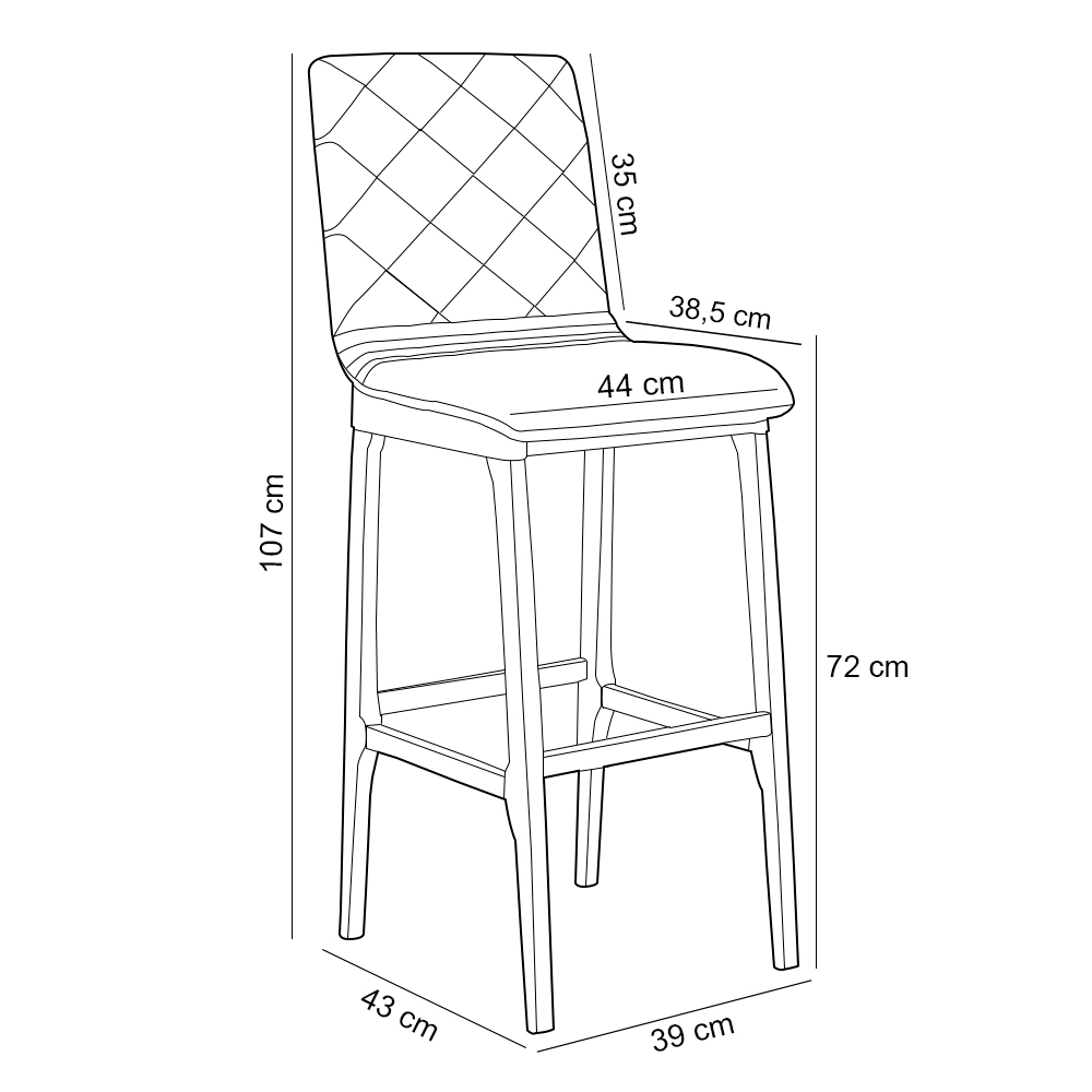 Kit 02 Banquetas Altas Para Cozinha Sala de Jantar Fixa Zoe B04 Couríssimo Whisky - Lyam Decor