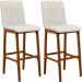 Kit 02 Banquetas Altas Para Cozinha Sala de Jantar Fixa Zoe B04 Linho Champagne - Lyam Decor