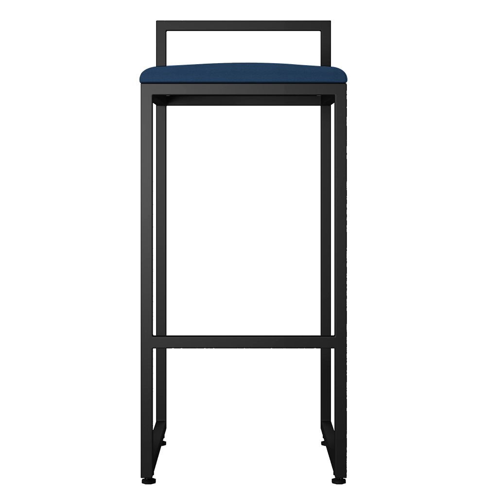 Kit 02 Banquetas Altas Para Cozinha Sala de Jantar Hanna L02 Preto Suede Azul Marinho - Lyam Decor