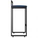 Kit 02 Banquetas Altas Para Cozinha Sala de Jantar Hanna L02 Preto Suede Azul Marinho - Lyam Decor