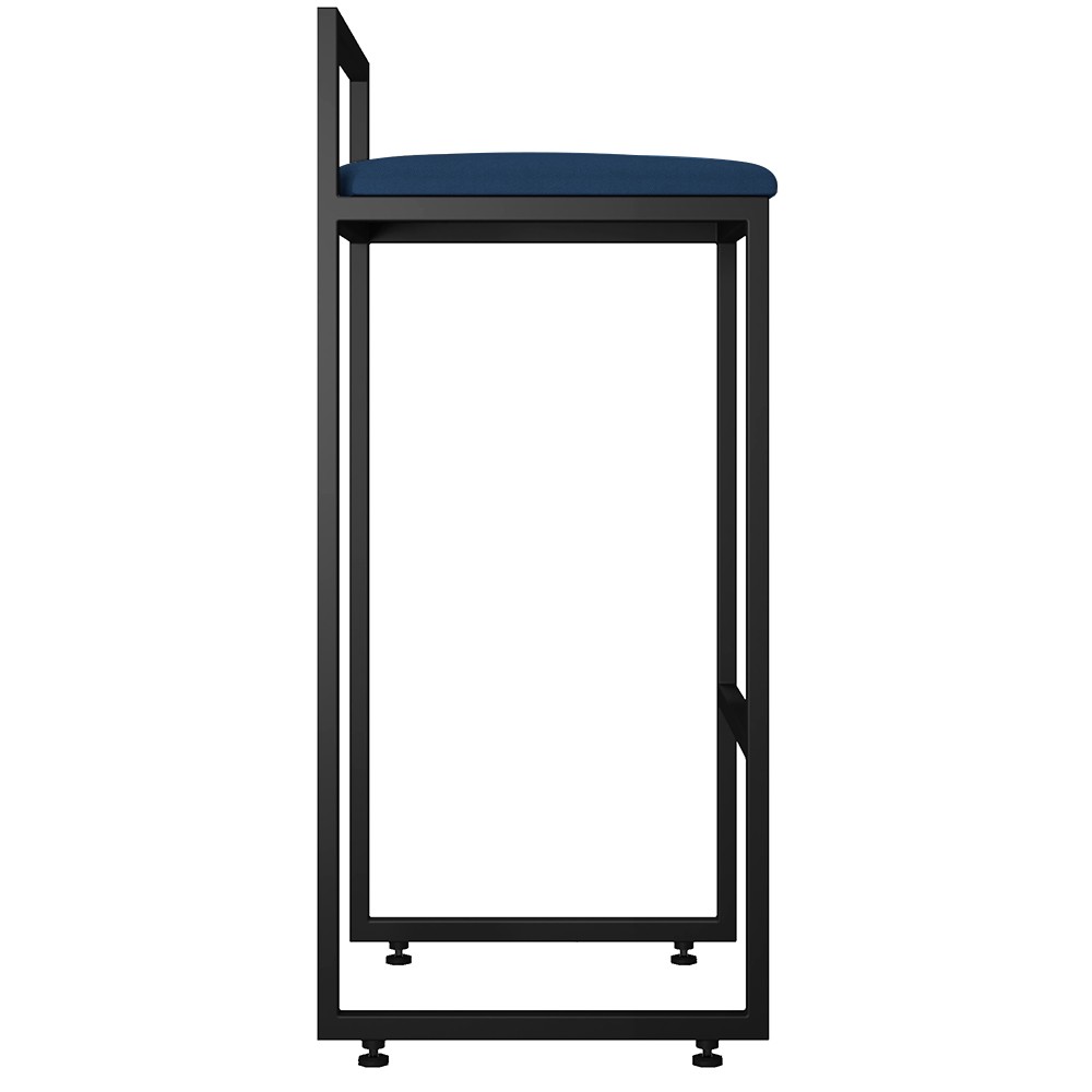 Kit 02 Banquetas Altas Para Cozinha Sala de Jantar Hanna L02 Preto Suede Azul Marinho - Lyam Decor