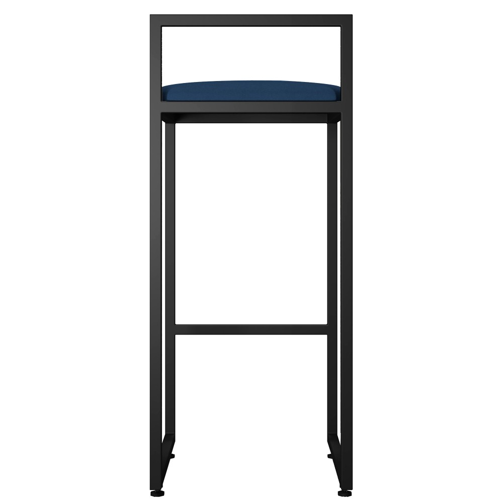Kit 02 Banquetas Altas Para Cozinha Sala de Jantar Hanna L02 Preto Suede Azul Marinho - Lyam Decor