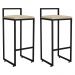 Kit 02 Banquetas Altas Para Cozinha Sala de Jantar Hanna L02 Preto Suede Bege - Lyam Decor