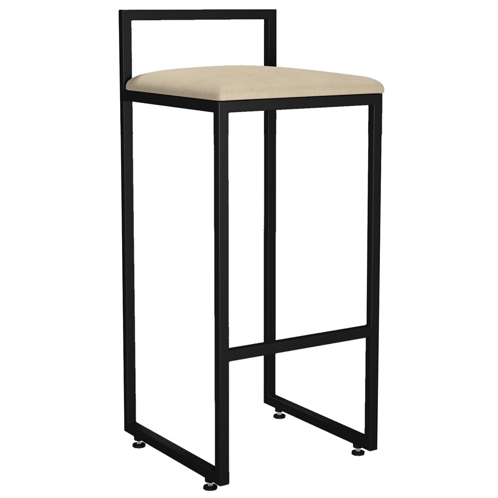 Kit 02 Banquetas Altas Para Cozinha Sala de Jantar Hanna L02 Preto Suede Bege - Lyam Decor