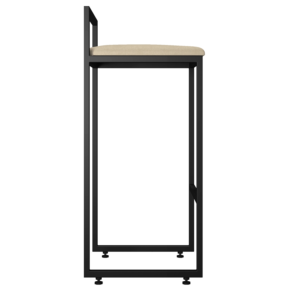Kit 02 Banquetas Altas Para Cozinha Sala de Jantar Hanna L02 Preto Suede Bege - Lyam Decor