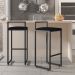 Kit 02 Banquetas Altas Para Cozinha Sala de Jantar Hanna L02 Preto Suede Preto - Lyam Decor