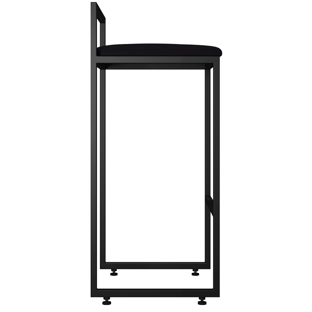 Kit 02 Banquetas Altas Para Cozinha Sala de Jantar Hanna L02 Preto Suede Preto - Lyam Decor