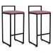 Kit 02 Banquetas Altas Para Cozinha Sala de Jantar Hanna L02 Preto Suede Rosê - Lyam Decor