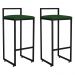 Kit 02 Banquetas Altas Para Cozinha Sala de Jantar Hanna L02 Preto Suede Verde Musgo - Lyam Decor