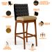 Kit 02 Banquetas Altas Sala De Jantar Fixa Mila L02 Couríssimo Preto Linho Bege Escuro - Lyam Decor