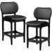 Kit 02 Banquetas Baixa Bar Cozinha E Sala De Jantar Fixa Betta L02 Couríssimo Preto - Lyam Decor