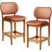 Kit 02 Banquetas Baixa Bar Cozinha E Sala De Jantar Fixa Betta L02 Imbuia Couríssimo Camel - Lyam Decor