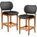 Kit 02 Banquetas Baixa Bar Cozinha E Sala De Jantar Fixa Betta L02 Imbuia Couríssimo Preto - Lyam Decor