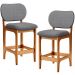 Kit 02 Banquetas Baixa Bar Cozinha E Sala De Jantar Fixa Betta L02 Imbuia Linho Cinza Escuro - Lyam Decor