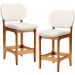Kit 02 Banquetas Baixa Bar Cozinha E Sala De Jantar Fixa Betta L02 Imbuia Linho Cru - Lyam Decor
