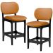 Kit 02 Banquetas Baixa Bar Cozinha E Sala De Jantar Fixa Betta L02 Preto Couríssimo Whisky - Lyam Decor