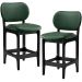 Kit 02 Banquetas Baixa Bar Cozinha E Sala De Jantar Fixa Betta L02 Preto Facto Verde Musgo - Lyam Decor