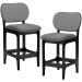 Kit 02 Banquetas Baixa Bar Cozinha E Sala De Jantar Fixa Betta L02 Preto Linho Cinza Escuro - Lyam Decor