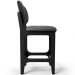 Kit 02 Banquetas Baixa Bar Cozinha E Sala De Jantar Fixa Betta L02 Preto Linho Cinza Escuro - Lyam Decor
