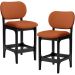 Kit 02 Banquetas Baixa Bar Cozinha E Sala De Jantar Fixa Betta L02 Preto Tecido Terracota - Lyam Decor