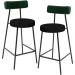 Kit 02 Banquetas Baixa Bar Cozinha E Sala De Jantar Milão L02 Facto Verde Linho Chumbo - Lyam Decor