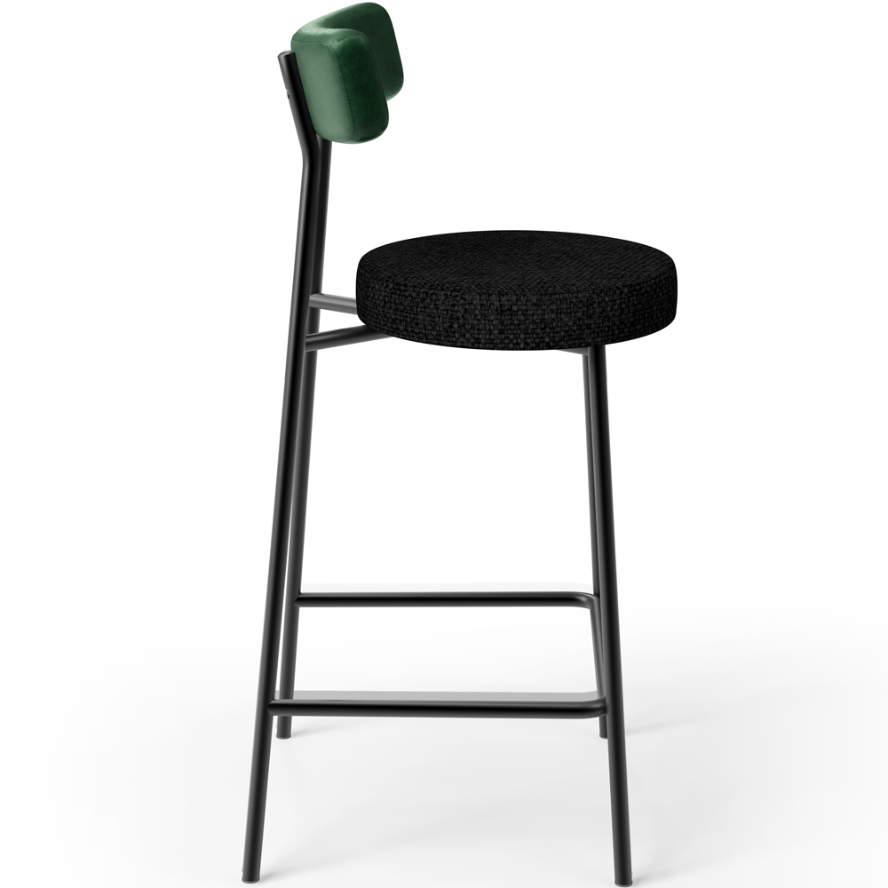 Kit 02 Banquetas Baixa Bar Cozinha E Sala De Jantar Milão L02 Facto Verde Linho Chumbo - Lyam Decor