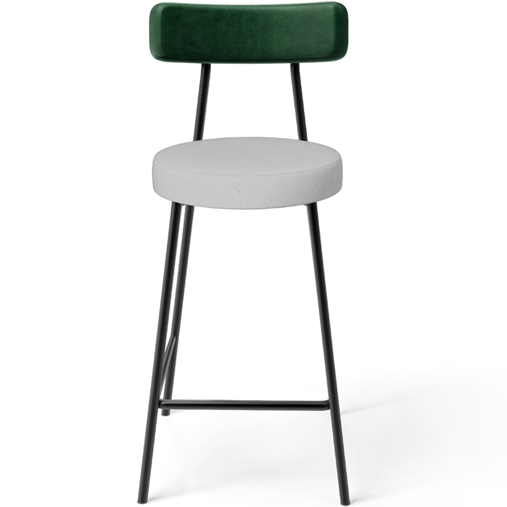 Kit 02 Banquetas Baixa Bar Cozinha E Sala De Jantar Milão L02 Facto Verde Linho Cinza - Lyam Decor